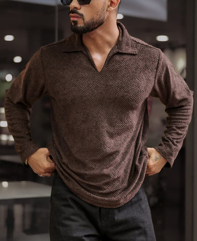 Forest Brown Regular Fit Full Sleeves Tshirt