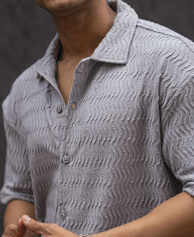 Grey Structured Oversized Fit Shirt