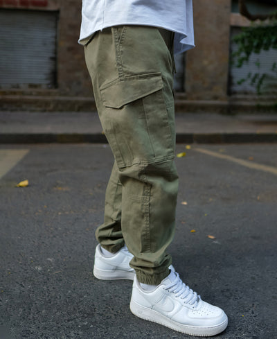 Green Side Pocket Regular Fit Side Pocket Cargo Pant