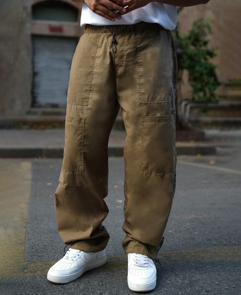 Brown Baggy Fit Parachute Pant