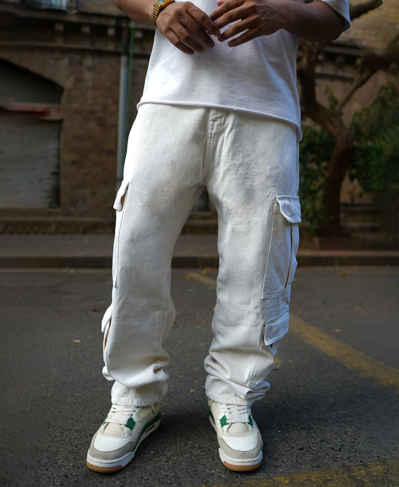 Off White Denim Cargo Pants