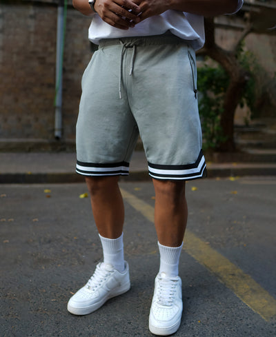 Grey Baggy Fit Shorts with Pocket Chain