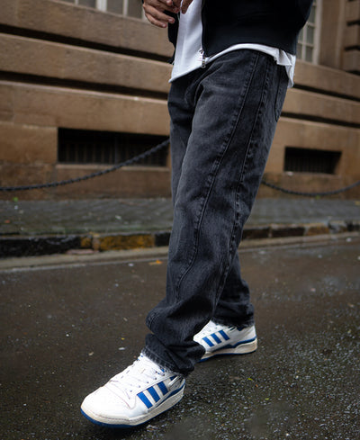 Black Carbon Wash Baggy Fit Denim Jeans