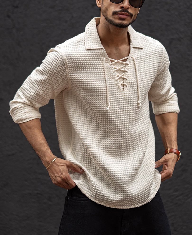 Off-White Waffle Regular Fit Full Sleeves Shirt