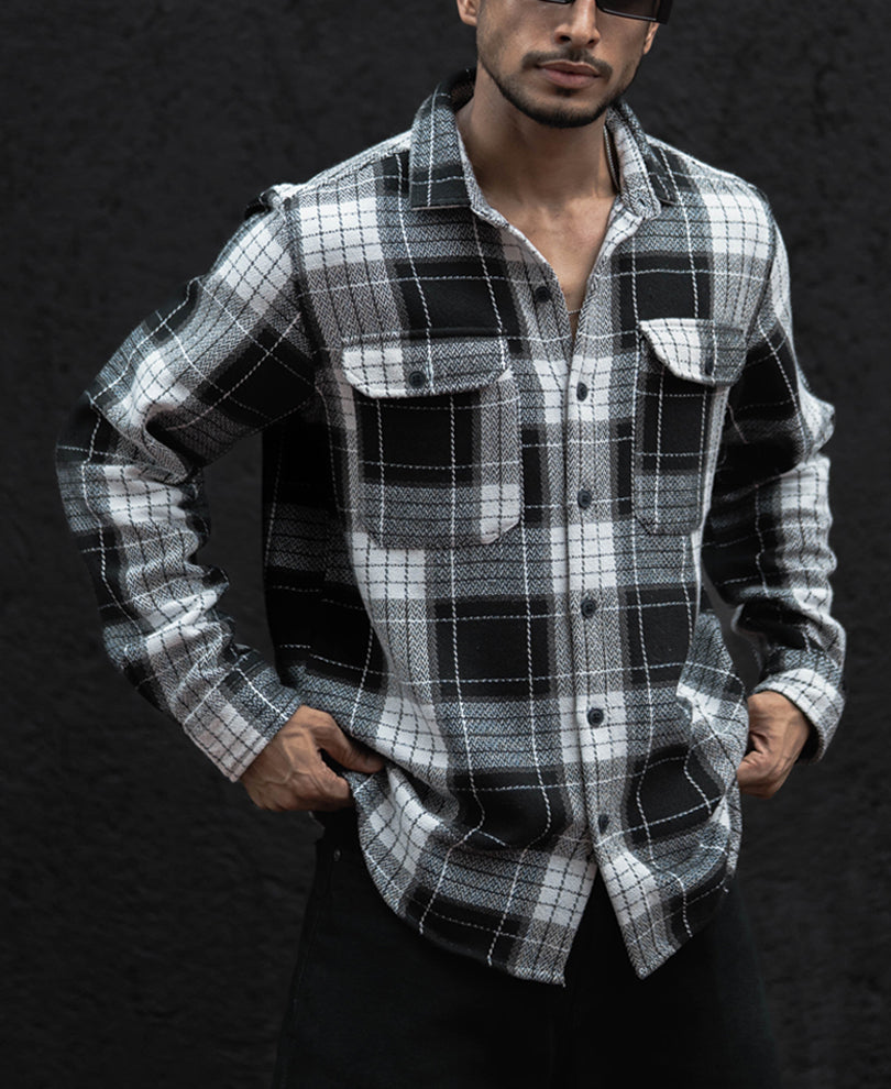 Black And White Checks Regular Fit Full Sleeves Shirt