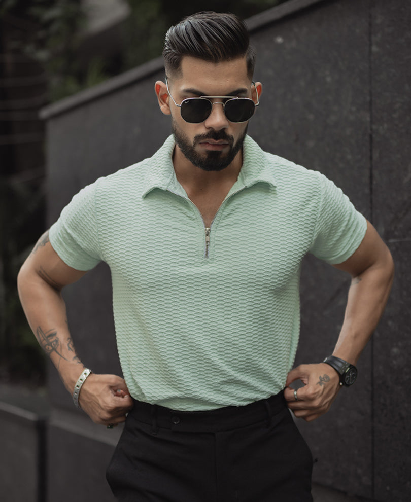 Mint Green Regular Fit Half Sleeves Tshirt