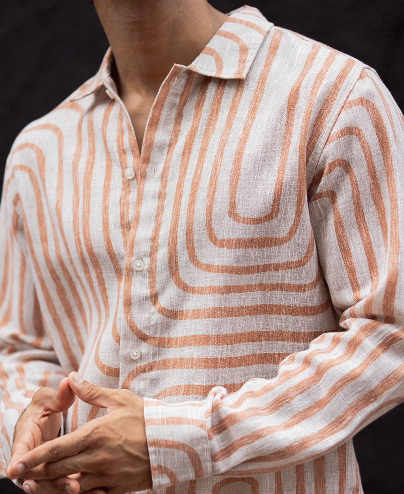 Rust Brown Regular Fit Full Sleeves Shirt