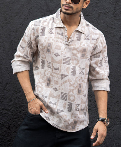 Printed Multi Colour Regular Fit Kurta Style Shirt