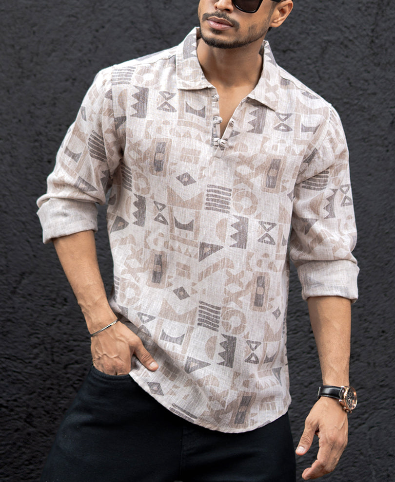 Printed Multi Colour Regular Fit Kurta Style Shirt