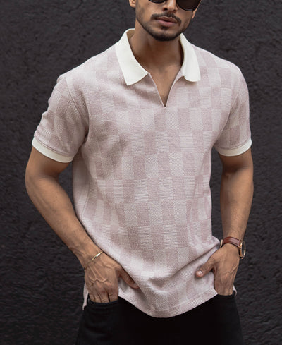 Light Pink Regular Fit Half Sleeves T-Shirt