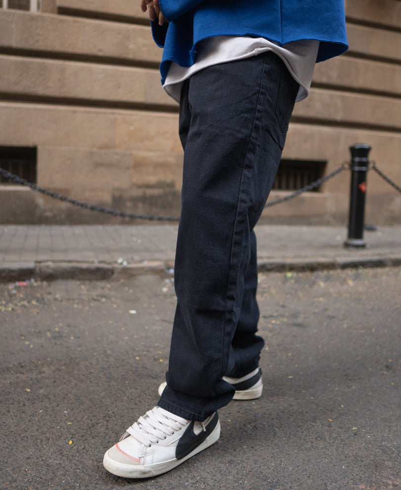 Carbon Black Basic Denim Baggy Fit Denim Jeans