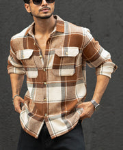 Brown And Off-White Checked Regular Fit Full Sleeves Shirt