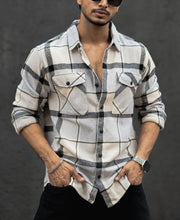 Grey And Black Checked Regular Fit Full Sleeves Shirt