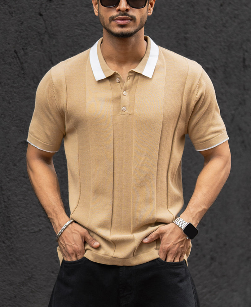 Khaki Regular Fit Half Sleeves T-Shirt