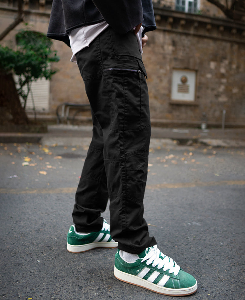 Black Cotton Cargo Pant