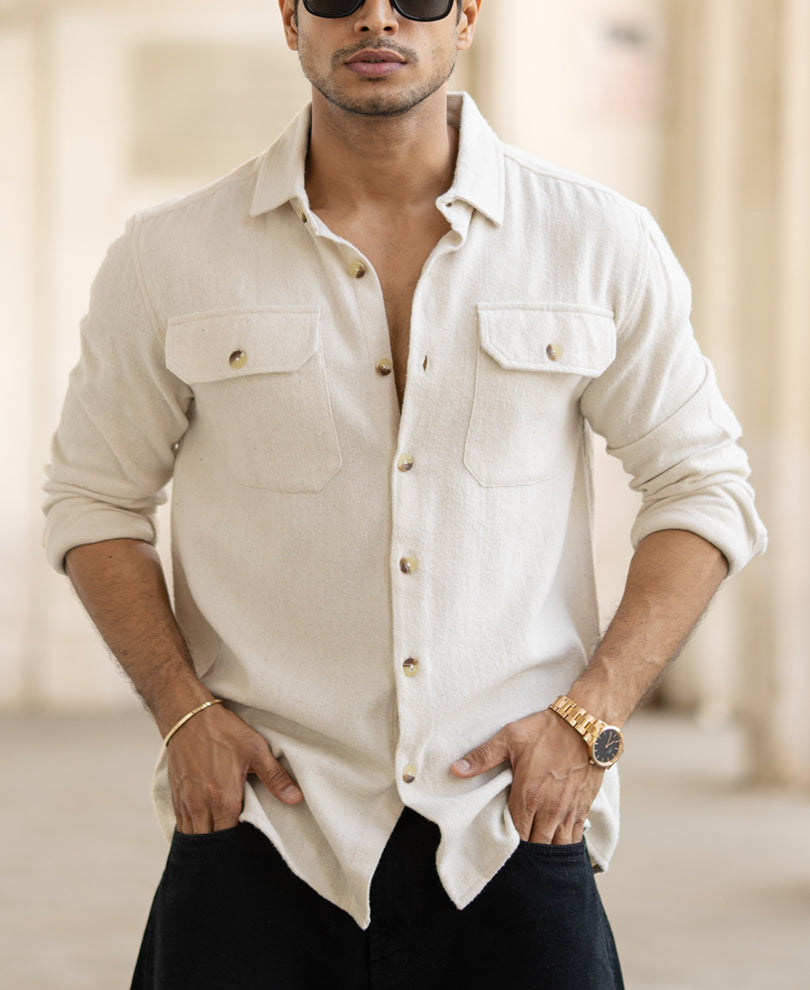 Cream Flannel Overshirt