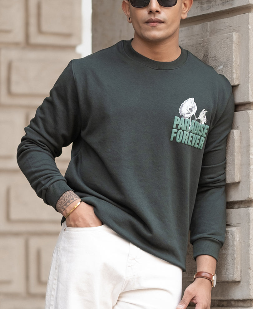 Olive Paradise Printed SweaT-Shirt