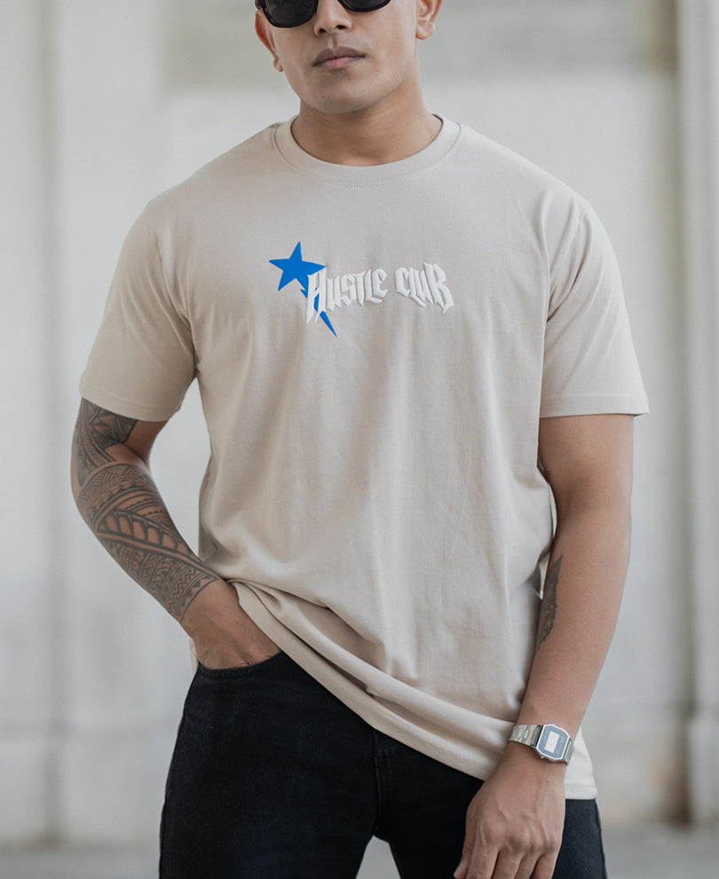 Beige Hustle Printed T-Shirt