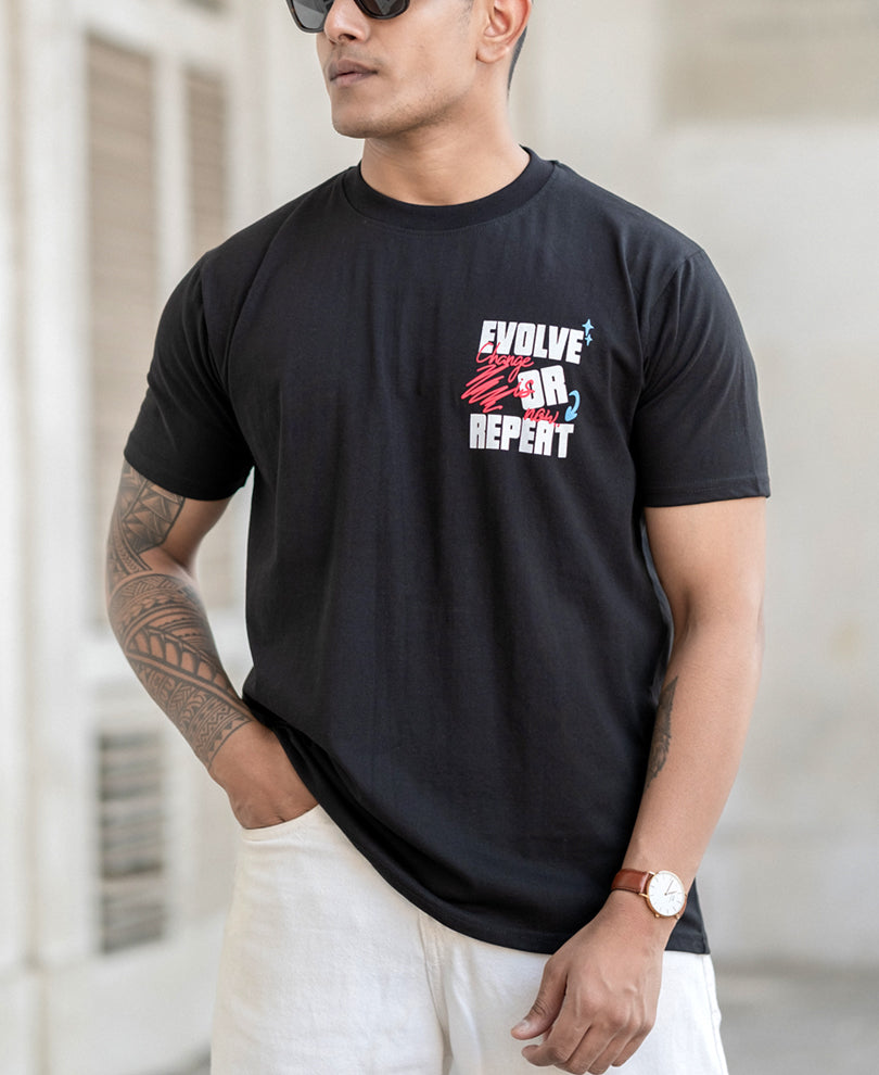 Black Evolve Printed T-Shirt