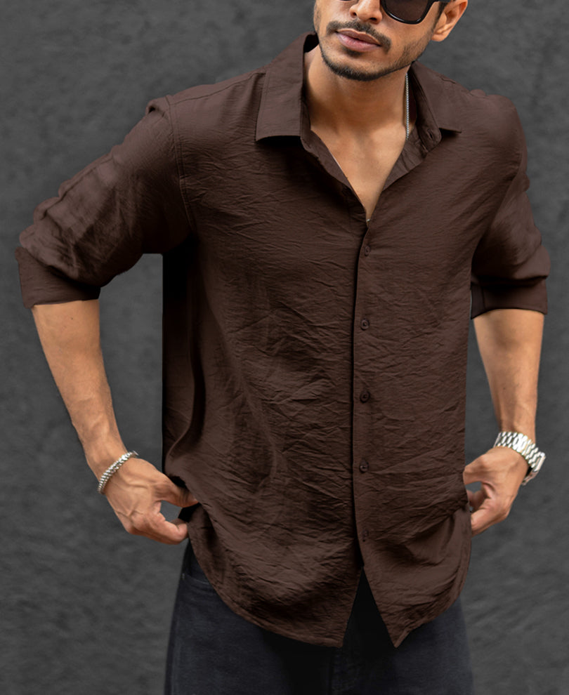 Brown Full Sleeves Regular Fit Shirt