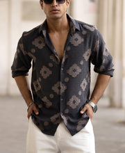 Grey Printed Regular Fit Full Sleeves Shirt