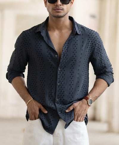 Grey Structured Flowy Shirt