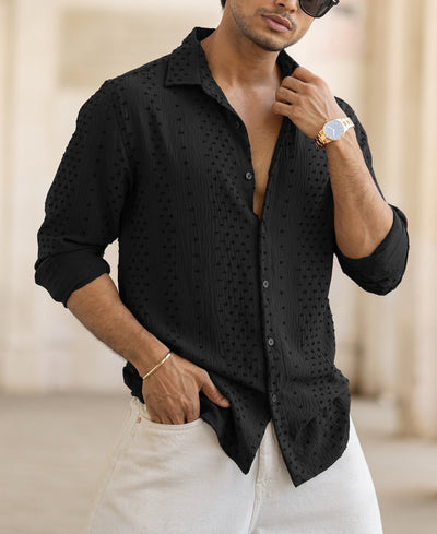 Black Structured Flowy Shirt