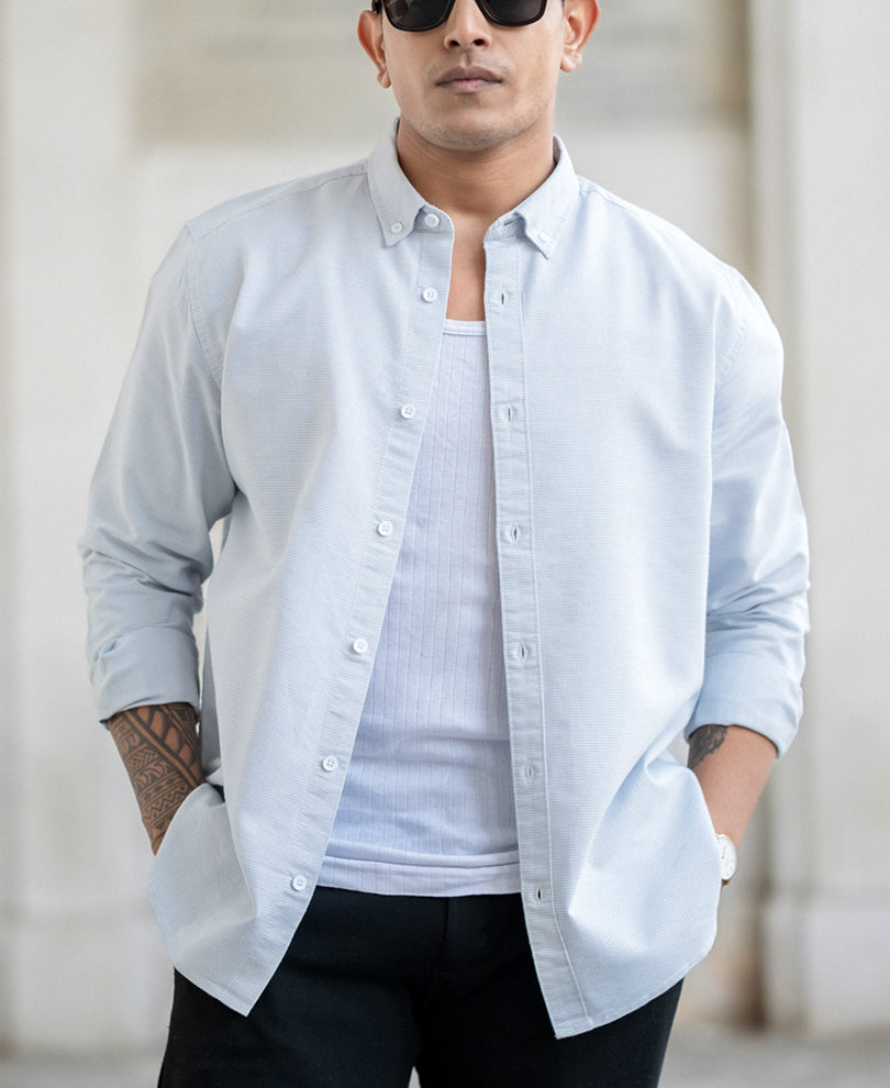 Sky Blue Micro Check Shirt