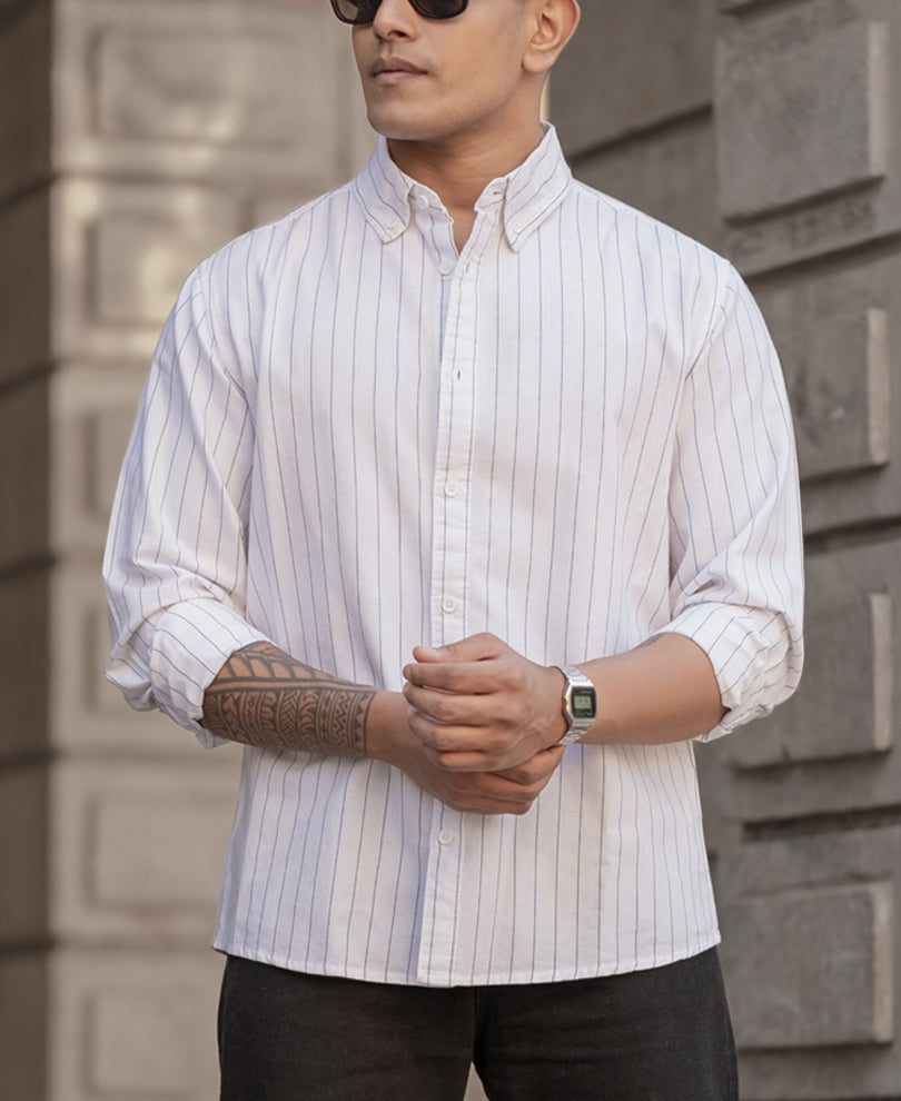 White Blue Striped Shirt
