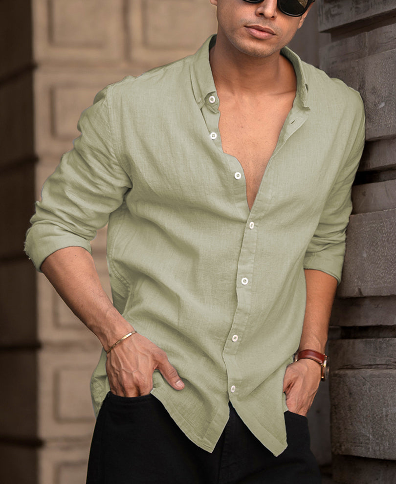 Pista Cotton Linen Regular Fit Full Sleeves Shirt