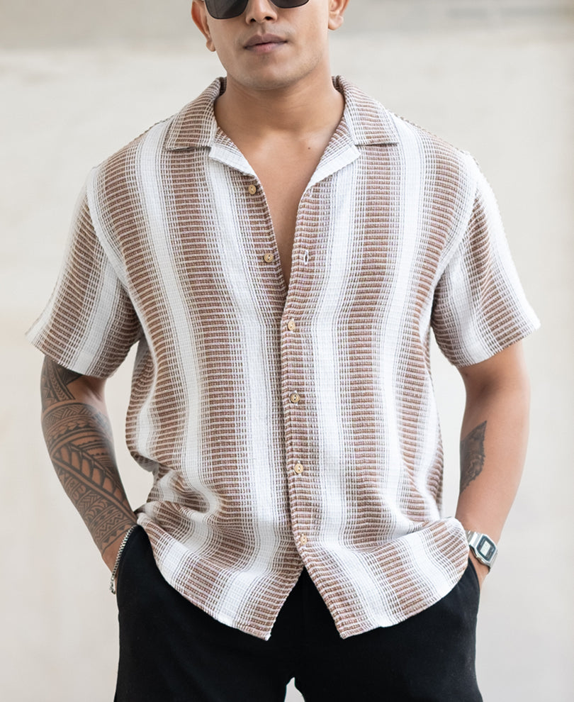 Brown Broad Stripe Shirt