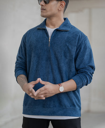 Navy Quarter Zip Polo T-Shirt