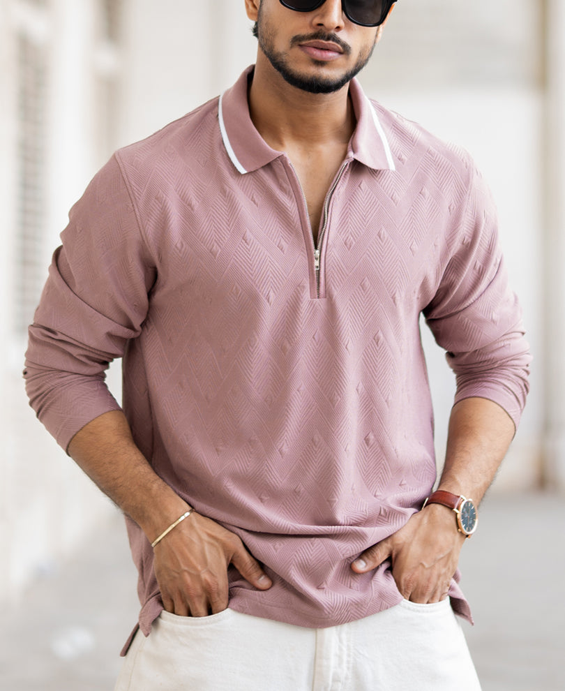 Dull Rose Regular Fit Full Sleeves T-Shirt