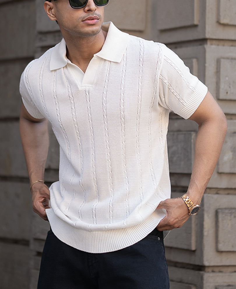 Offwhite Knitted Polo T-Shirt