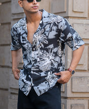 Black Structured Cuban Oversized Half Sleeves Shirt