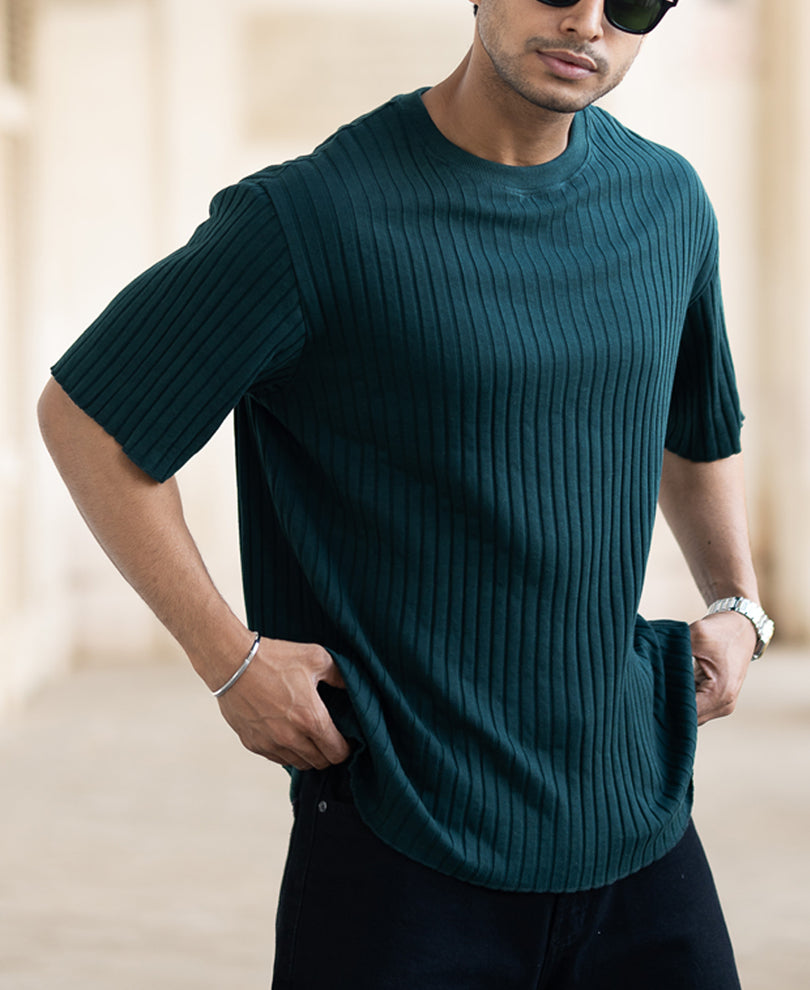 Pine Rib Knit T-Shirt
