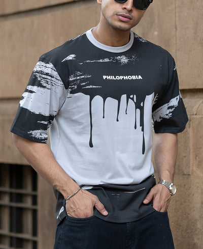 Black & Grey Abstract Graphic T-Shirt