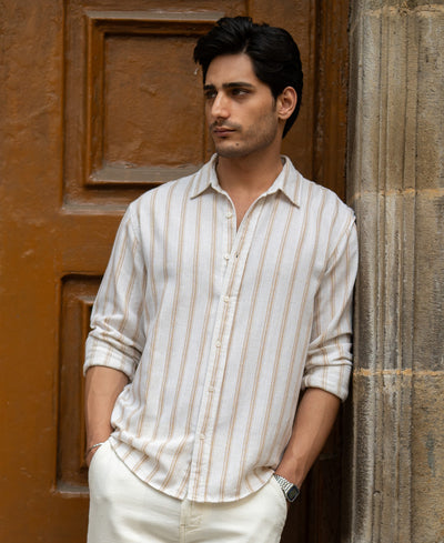 Natural & Beige Broad Stripe Shirt