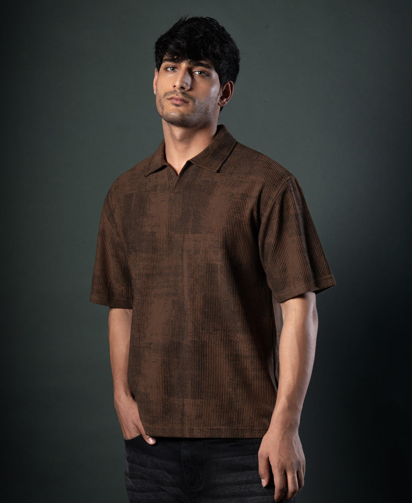 Brown Grunge Print T-Shirt.