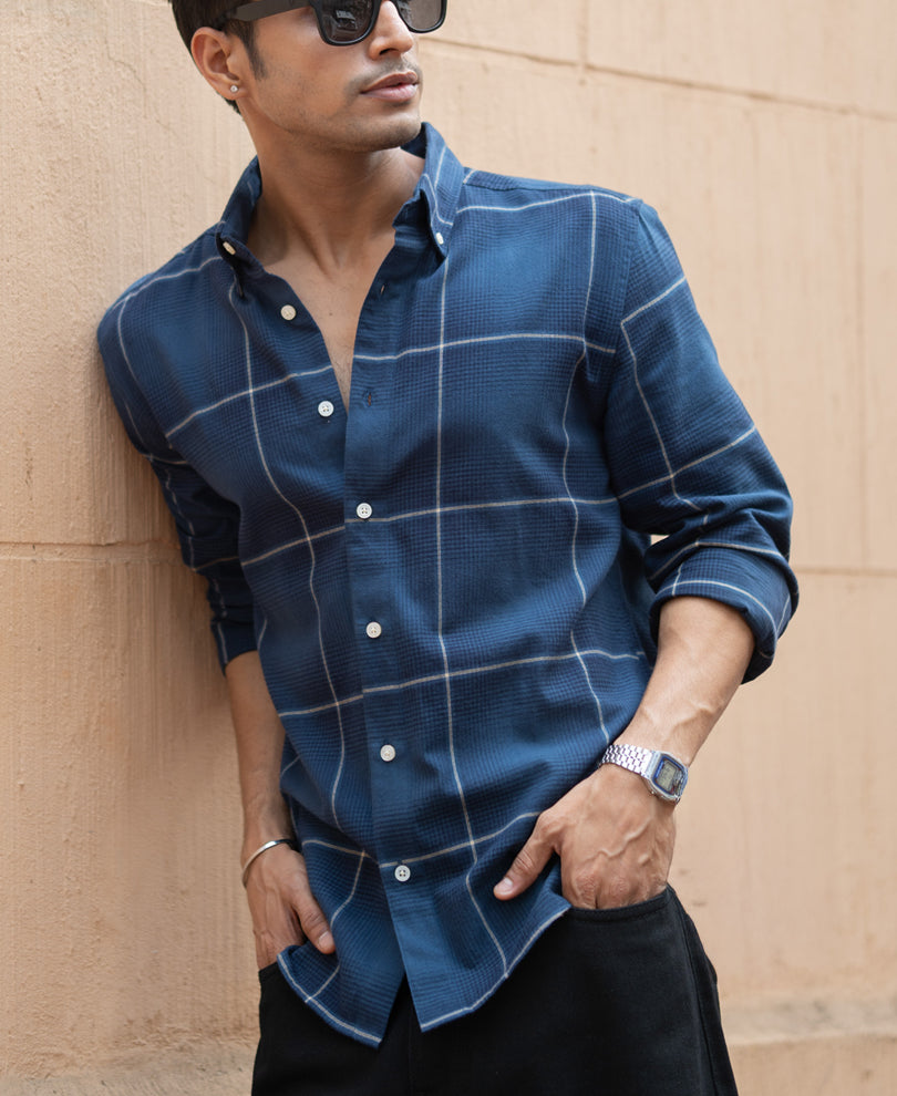 Navy Lightweight Checks Shirt