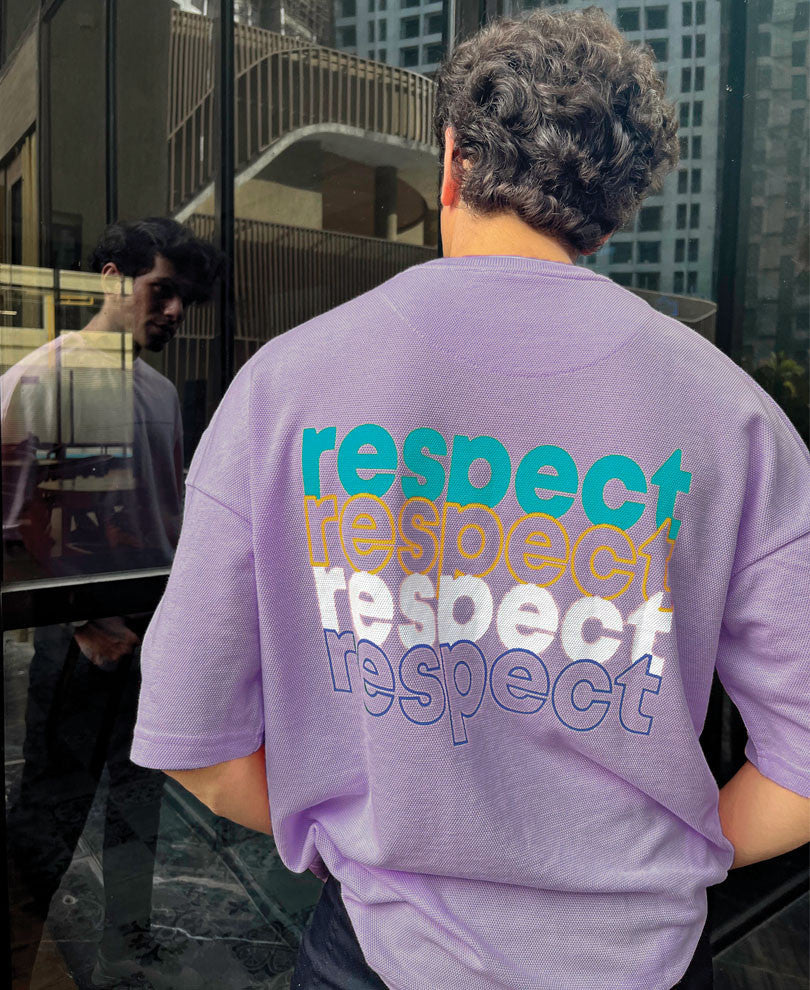 Purple Respect Back Print Oversized T Shirt