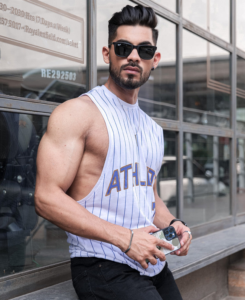 White Athlete 71 Print Deep Armhole Vest