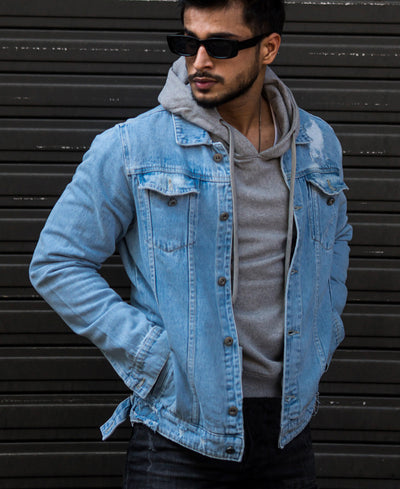 Light Blue Ripped Denim Jacket