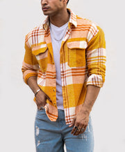 Mustard Pocket Checks Oversize Drop Shoulder Shirt