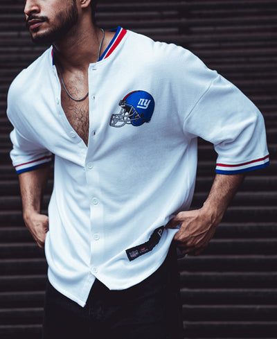 White Baseball Oversize Drop Shoulder T Shirt