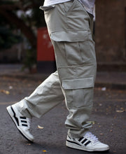 Light Grey Cargo Pocket Baggy Fit Jeans