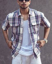 Multi Color Pocket Checks Oversize Drop Shoulder Shirt