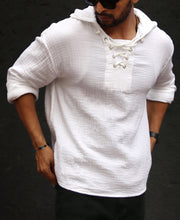 White Hoodie Oversize Drop Shoulder Shirt