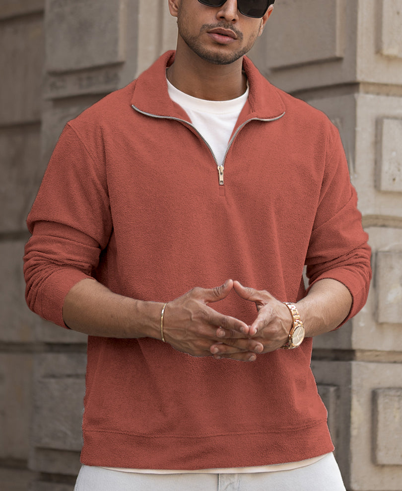 Brick Quarter Zip Polo T-Shirt