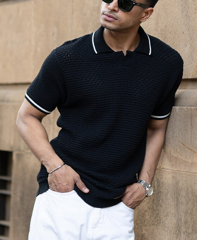 Black Knitted T-Shirt